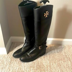 Tory Burch black leather riding boots